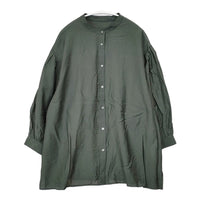 23区 BLWWCA6823 リネン混 長袖 サイズ50 バンドカラー バックタック ブラウス シャツ ダークグリーン レディース 23区【中古】5-0812M△