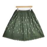 mina perhonen wa5104 etude 刺繍 定価59400円 サイズ38 手織りプリーツ スカート グリーン レディース ミナペルホネン【中古】5-1124M∞