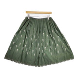 mina perhonen wa5104 etude 刺繍 定価59400円 サイズ38 手織りプリーツ スカート グリーン レディース ミナペルホネン【中古】5-1124M∞