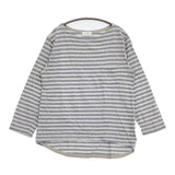 style+confort tricot ボーダー コットン ポケット付 長袖Ｔシャツ カットソー ロンＴ グレー ブルーグレー レディース スティールエコンフォール【中古】5-1006M∞