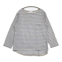style+confort tricot ボーダー コットン ポケット付 長袖Ｔシャツ カットソー ロンＴ グレー ブルーグレー レディース スティールエコンフォール【中古】5-1006M∞