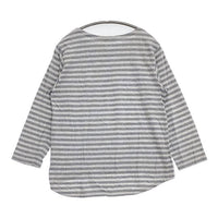 style+confort tricot ボーダー コットン ポケット付 長袖Ｔシャツ カットソー ロンＴ グレー ブルーグレー レディース スティールエコンフォール【中古】5-1006M∞