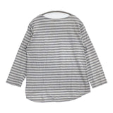 style+confort tricot ボーダー コットン ポケット付 長袖Ｔシャツ カットソー ロンＴ グレー ブルーグレー レディース スティールエコンフォール【中古】5-1006M∞
