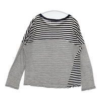 style+confort ラミー ボーダー 301-85811 切替 日本製 長袖Ｔシャツ カットソー ロンＴ ネイビー オフホワイト レディース スティールエコンフォール【中古】5-0822M△