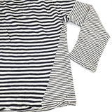 style+confort ラミー ボーダー 301-85811 切替 日本製 長袖Ｔシャツ カットソー ロンＴ ネイビー オフホワイト レディース スティールエコンフォール【中古】5-0822M△