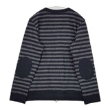 style+confort tricot エルボーパッチ ジップアップ ボーダー ニットジャケット カーディガン ネイビー グレー レディース スティールエコンフォール【中古】5-1030T∞