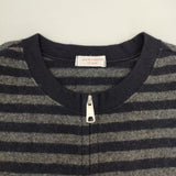 style+confort tricot エルボーパッチ ジップアップ ボーダー ニットジャケット カーディガン ネイビー グレー レディース スティールエコンフォール【中古】5-1030T∞