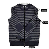 style+confort tricot エルボーパッチ ジップアップ ボーダー ニットジャケット カーディガン ネイビー グレー レディース スティールエコンフォール【中古】5-1030T∞