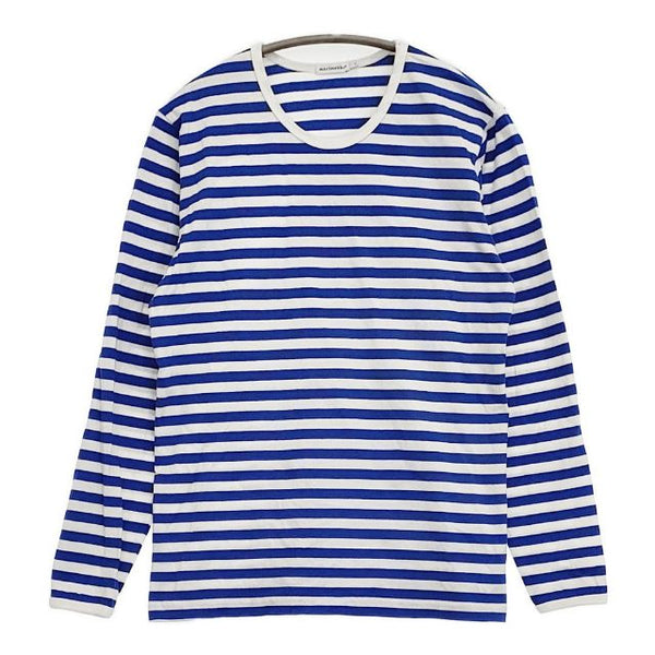 marimekko ボーダー 長袖Ｔシャツ カットソー ロンＴ ホワイト ブルー レディース マリメッコ【中古】5-1006M∞