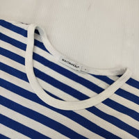 marimekko ボーダー 長袖Ｔシャツ カットソー ロンＴ ホワイト ブルー レディース マリメッコ【中古】5-1006M∞