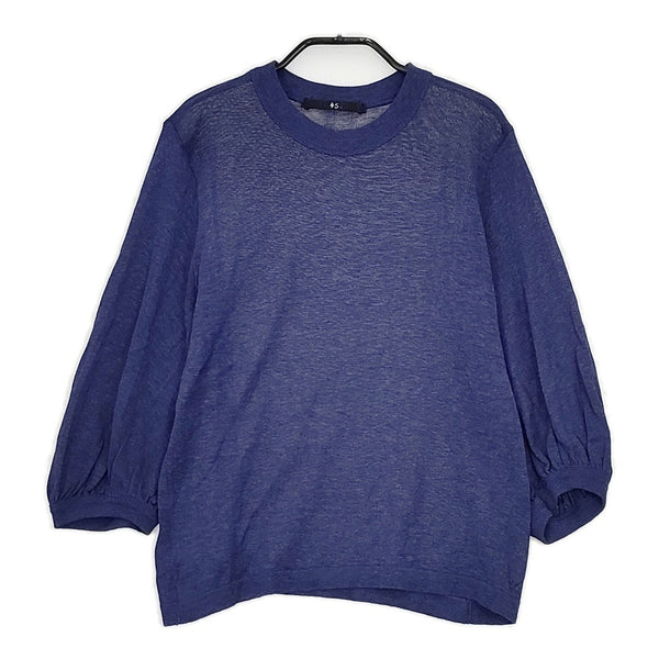 45R/45rpm 5078919 ギマニットギャザーTシャツ 定価20900円 コットン ニット ブルー レディース フォーティーファイブアールピーエム【中古】5-0822M△