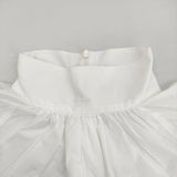 CLANE スタンドアップカラーギャザートップス 10122-4092 定価24200円 サイズ1 ブラウス シャツ ホワイト レディース クラネ【中古】5-0704S♪