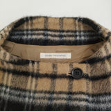 ADIEU TRISTESSE シャギーチェックポンチョコート ウールアルパカ コート ベージュ ブラック レディース アデュートリステス【中古】5-1103T♪