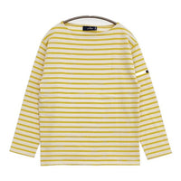 SAINT JAMES ボーダー バスクシャツ ウェッソン T3 長袖Ｔシャツ カットソー ロンＴ オフホワイト イエロー レディース セントジェームス【中古】5-1006M∞