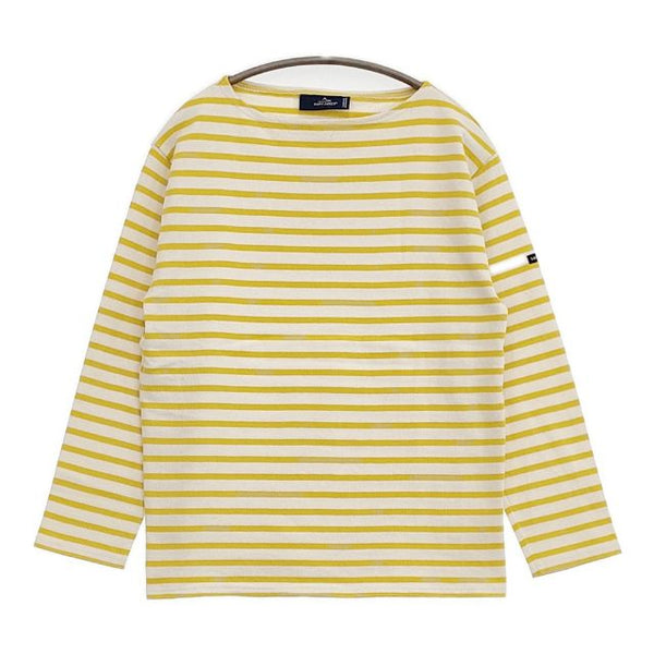 SAINT JAMES ボーダー バスクシャツ ウェッソン T3 長袖Ｔシャツ カットソー ロンＴ オフホワイト イエロー レディース セントジェームス【中古】5-1006M∞