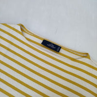 SAINT JAMES ボーダー バスクシャツ ウェッソン T3 長袖Ｔシャツ カットソー ロンＴ オフホワイト イエロー レディース セントジェームス【中古】5-1006M∞