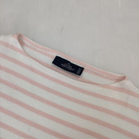 SAINT JAMES ボーダー バスクシャツ ウェッソン T3 長袖Ｔシャツ カットソー ロンＴ ホワイト ピンク レディース セントジェームス【中古】5-1006M∞