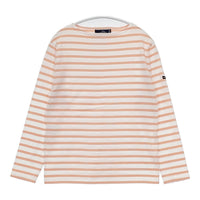 SAINT JAMES ピリアック ボーダー ボートネック 長袖Ｔシャツ カットソー ロンＴ ホワイト サーモンピンク レディース セントジェームス【中古】5-0822M△