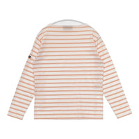 SAINT JAMES ピリアック ボーダー ボートネック 長袖Ｔシャツ カットソー ロンＴ ホワイト サーモンピンク レディース セントジェームス【中古】5-0822M△
