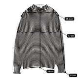 tumugu TK19303a ランダムリブニットフリルハイネック ボーダー コットン セーター ニット ブラック ホワイト レディース ツムグ【中古】5-1129M∞