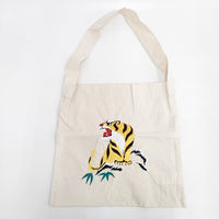 R&D.M.Co- OLDMANS TAILOR 虎 タイガー トラ 刺繍 コットン ショルダーバッグ キナリ レディース オールドマンズテーラー【中古】5-0809G◎