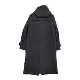 London Tradition イギリス製 フード付きロングコート ブラックウォッチ ダッフルコート ネイビー レディース ロンドントラディション【中古】5-1103A♪