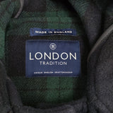 London Tradition イギリス製 フード付きロングコート ブラックウォッチ ダッフルコート ネイビー レディース ロンドントラディション【中古】5-1103A♪