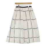 mina perhonen ws5068 ribbon frame サイズ36 コットンシルク ギャザー スカート ホワイト ネイビー レディース ミナペルホネン【中古】5-0628M♪