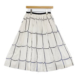 mina perhonen ws5068 ribbon frame サイズ36 コットンシルク ギャザー スカート ホワイト ネイビー レディース ミナペルホネン【中古】5-0628M♪