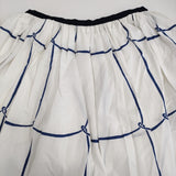 mina perhonen ws5068 ribbon frame サイズ36 コットンシルク ギャザー スカート ホワイト ネイビー レディース ミナペルホネン【中古】5-0628M♪