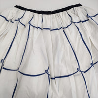 mina perhonen ws5068 ribbon frame サイズ36 コットンシルク ギャザー スカート ホワイト ネイビー レディース ミナペルホネン【中古】5-0628M♪