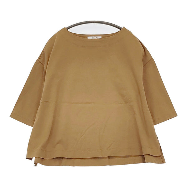 SLOANE コットン 天竺 テントライン ボートネック プルオーバー サイズ1 定価14300円 カットソー キャメル レディース スローン【中古】5-0704S♪