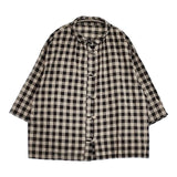 nest Robe ギンガムチェックワッシャーギンガムスリーピングシャツ 定価23100円 01232-1367 ブラウス シャツ 23SS ブラック ベージュ レディース ネストローブ【中古】5-1124M∞