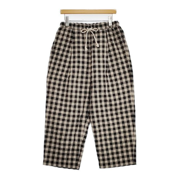 nest Robe コットンリネンワッシャーギンガム テーパードパンツ 定価20900円 01232-1368 パンツ ベージュ ブラック レディース ネストローブ【中古】5-1124M∞