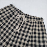 nest Robe コットンリネンワッシャーギンガム テーパードパンツ 定価20900円 01232-1368 パンツ ベージュ ブラック レディース ネストローブ【中古】5-1124M∞