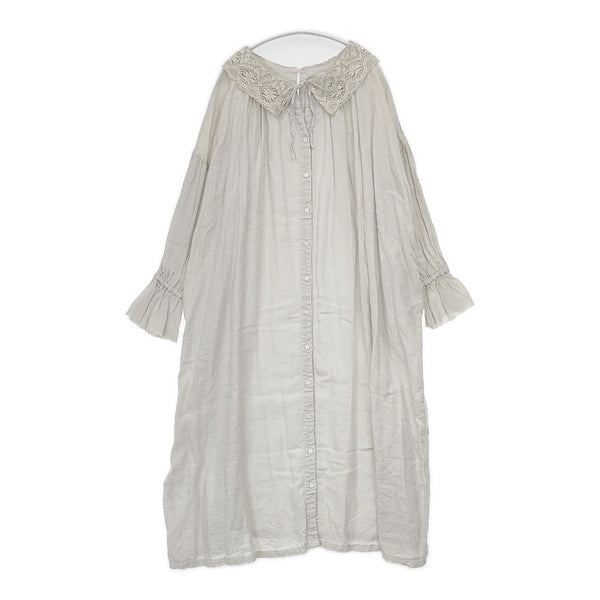 nest Robe 01211-1114 レースカラー2wayスモックワンピース 定価28600円 リネン ワンピース ライトグレー レディース ネストローブ【中古】5-0822M△