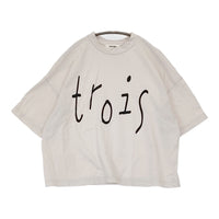 tumugu trois ラフィ天竺コットンプリントTシャツ TC23106 定価7590円 半袖Ｔシャツ カットソー ベージュ レディース ツムグ【中古】5-0704S♪