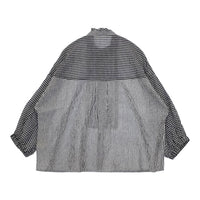 Cotton House Aya KHNB10527FM ストライプ ギンガムチェック コットンリネン ブラウス 長袖シャツ ブラック ホワイト レディース コットンハウスアヤ【中古】5-0822M△