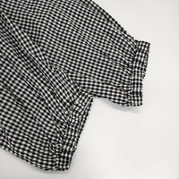 Cotton House Aya KHNB10527FM ストライプ ギンガムチェック コットンリネン ブラウス 長袖シャツ ブラック ホワイト レディース コットンハウスアヤ【中古】5-0822M△