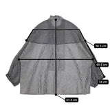 Cotton House Aya KHNB10527FM ストライプ ギンガムチェック コットンリネン ブラウス 長袖シャツ ブラック ホワイト レディース コットンハウスアヤ【中古】5-0822M△