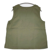 prit ダブルガーゼ コットン Vネック ノースリーブ ブラウス シャツ カーキ レディース プリット【中古】5-0704S♪