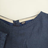 45R/45rpm 8033096 ゴマデニムのブラウス 定価27500円 五分袖 バックボタン コットン ブラウス シャツ ネイビー レディース フォーティーファイブアールピーエム【中古】5-0812M△