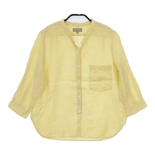 MARGARET HOWELL 578-0153616 FINE LINEN カラーレスシャツ サイズ1 ブラウス シャツ イエロー レディース マーガレットハウエル【中古】5-0822M△