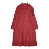 fog linen work リトアニアリネン ピンタック 長袖 シャツワンピース ワンピース レッド レディース フォグリネンワーク【中古】5-0822M△