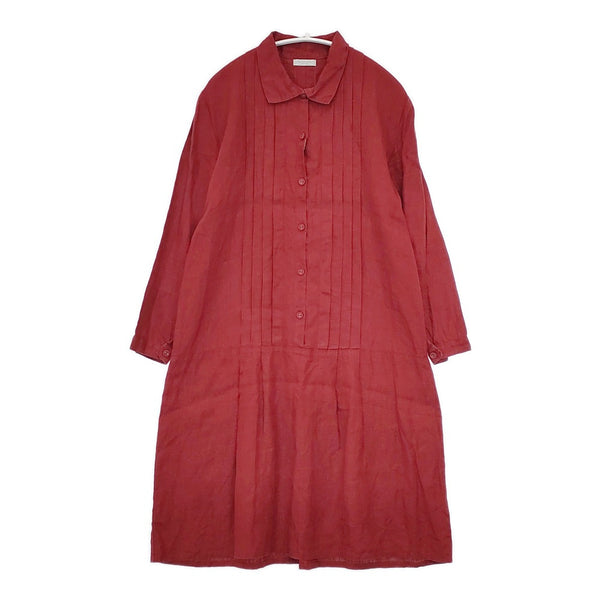 fog linen work リトアニアリネン ピンタック 長袖 シャツワンピース ワンピース レッド レディース フォグリネンワーク【中古】5-0822M△