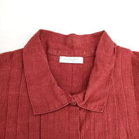 fog linen work リトアニアリネン ピンタック 長袖 シャツワンピース ワンピース レッド レディース フォグリネンワーク【中古】5-0822M△