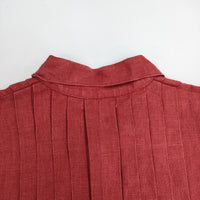 fog linen work リトアニアリネン ピンタック 長袖 シャツワンピース ワンピース レッド レディース フォグリネンワーク【中古】5-0822M△