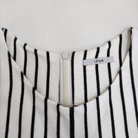 IENA コットンリネン ストライプ ノースリーブ ブラウス シャツ ホワイト ブラック レディース イエナ【中古】5-0716S♪