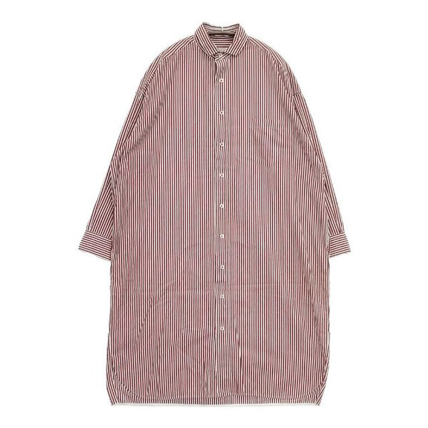 TICCA スクエアBIGシャツ シャツワンピ ストライプ ソメロス SOMELOS ワンピース ワインレッド ホワイト レディース ティッカ【中古】5-1001M∞
