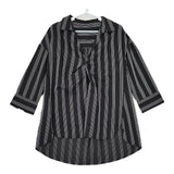 CAPRICIEUX LE'MAGE スキッパーシャツ 長袖 ストライプ LEZ1091304A0004 プルオーバー ブラウス シャツ ブラック ホワイト レディース カプリシューレマージュ【中古】5-0801M△
